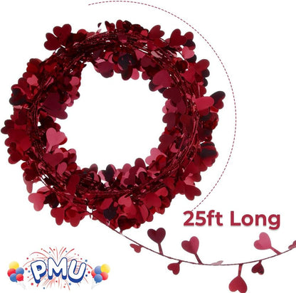 PMU Valentines Heart Garland, Heart Shape Wire Garland, Valentine's Day Garland, Garland Valentines Day Decorations, Heart Shape Valentines Day Decor, Valentines Garland, Heart Garland (25ft.)