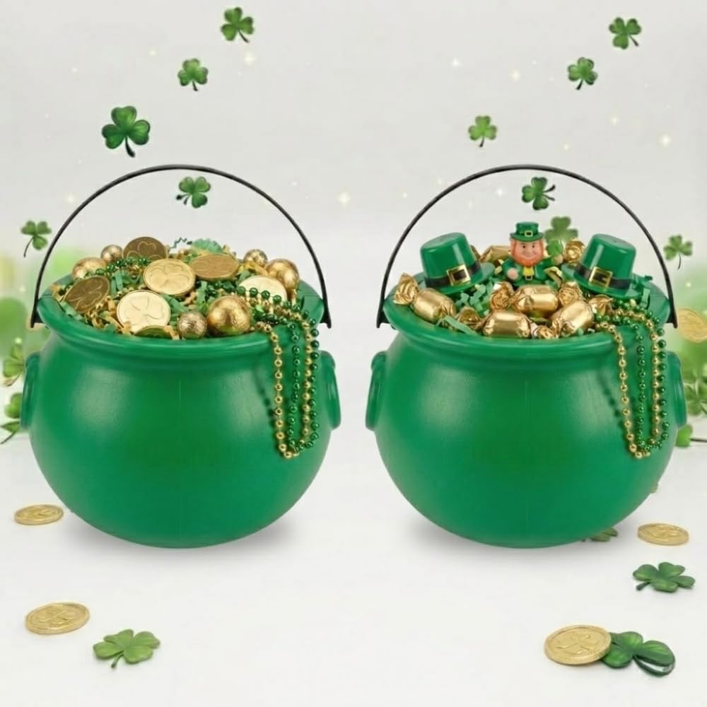 PMU St. Patrick's Day Pot of Plastic Cauldron For St. Patrick's Day Leprechaun & Mardi Gras Party Decoration Supply Accessory