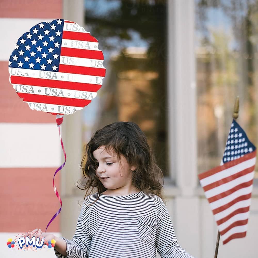 PMU Patriotic 4th of July USA Star Round 18 Inch Mylar-Foil Balloon