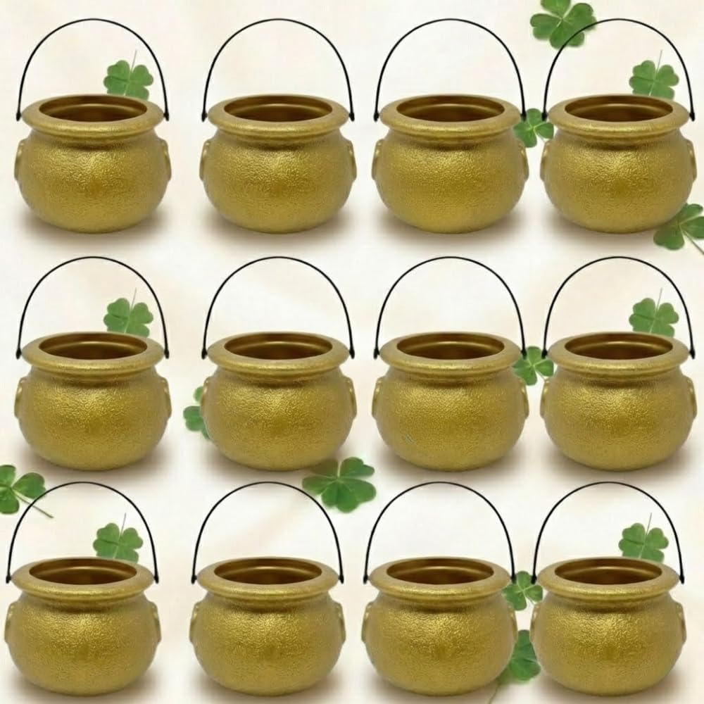 PMU St. Patrick's Day Pot of Plastic Cauldron For St. Patrick's Day Leprechaun & Mardi Gras Party Decoration Supply Accessory