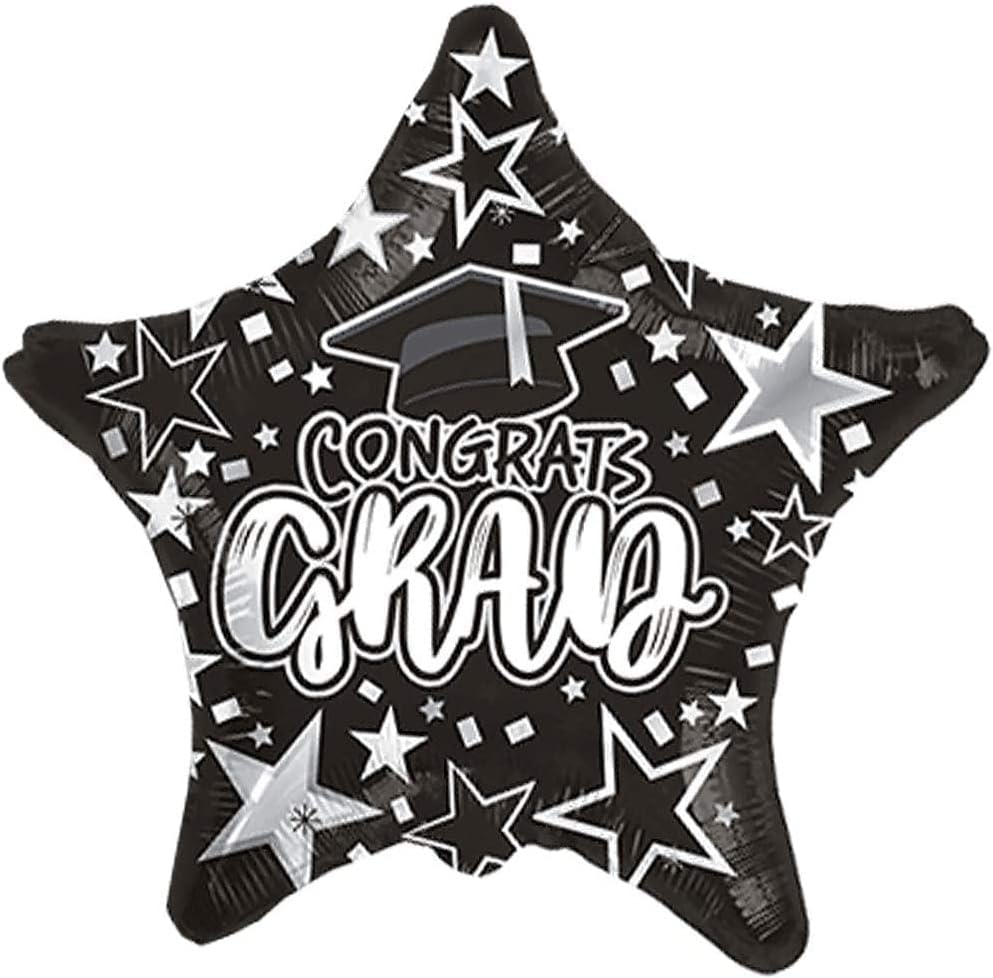 PMU Congrats Grad Cap Balloon, Star 18in Mylar | Graduation Decoration Mylar Balloons | Celebrate Success with Vibrant Graduation Balloons | Balloon Graduation Décor