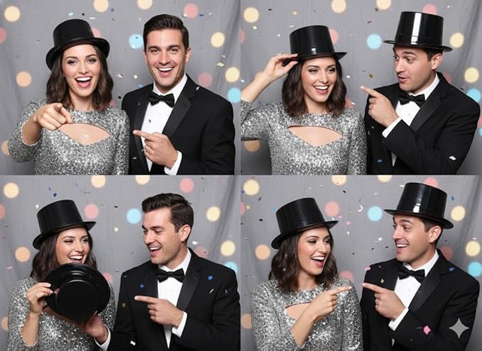 PMU Plastic Party Top Hat for Adults & Kids - Plastic Hat for Parties, New Year Events, Magic Shows & Photo Booth Props