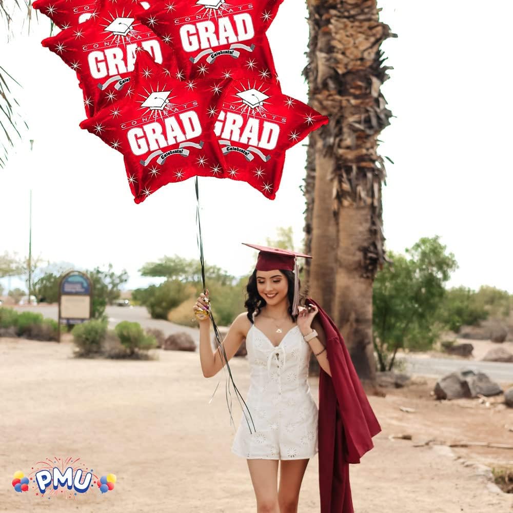 PMU Congrats Grad Cap Balloon, Star 18in Mylar | Graduation Decoration Mylar Balloons | Celebrate Success with Vibrant Graduation Balloons | Balloon Graduation Décor