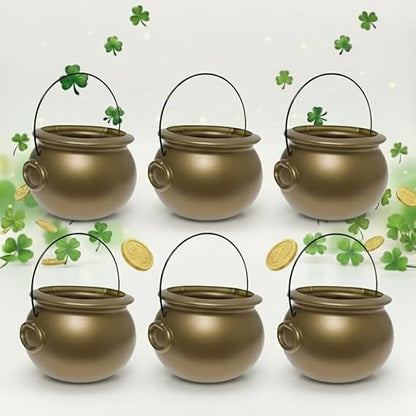 PMU St. Patrick's Day Pot of Plastic Cauldrons for St. Patrick's Day Leprechaun & Mardi Gras Party Decoration Supply Accessory