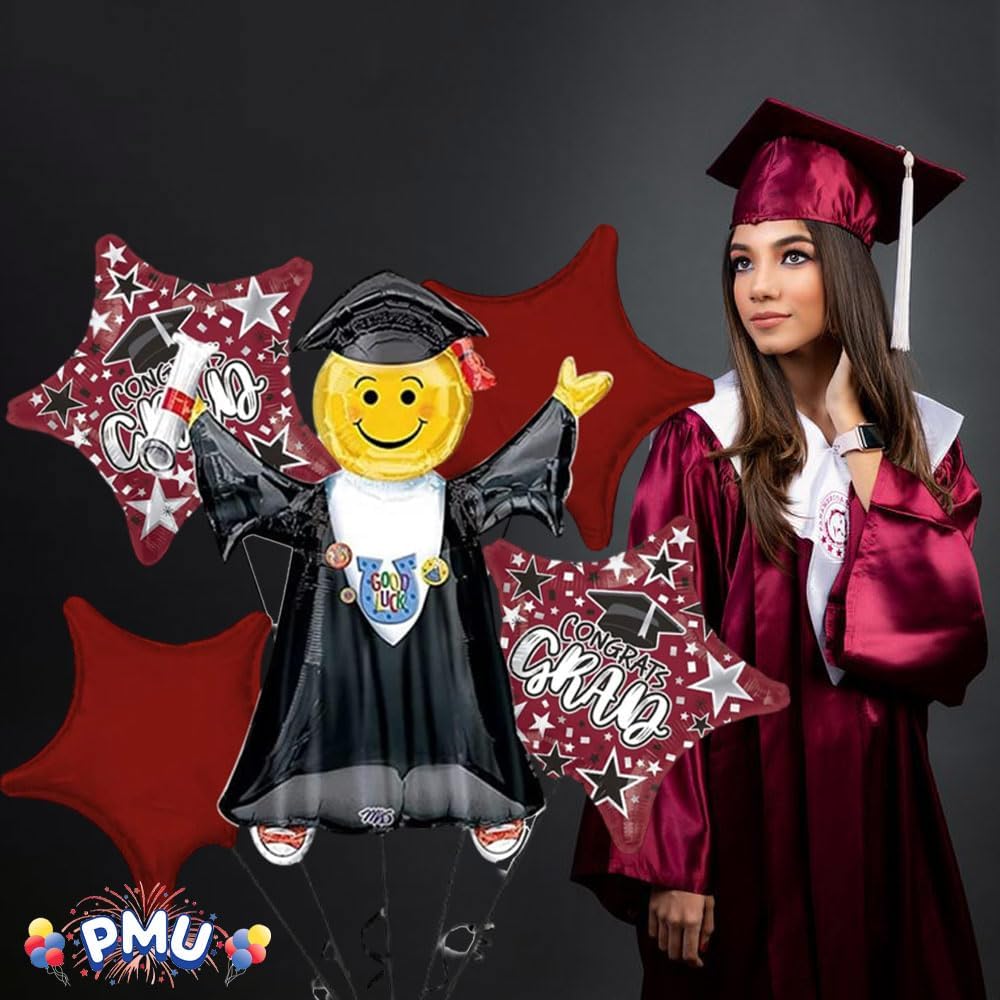 PMU Graduation Jumping Smiley Grad Balloon Bouquet (5/Pkg) Pkg/1