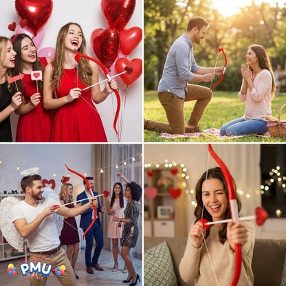PMU Valentine’s Day Cupid Bow and Arrow - Arrow Bow Set for Valentines Day Events & Parties - Perfect for Photographic Posing for Any Event - Best Valentine Gift - Red