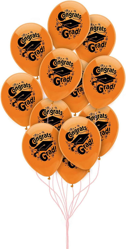 PMU Graduation Balloons | Premium Congrats Grad Balloon with All-Over Print Grad Caps-Confetti and Streamers | Graduation Party Supplies & Decorations | Latex Balloons