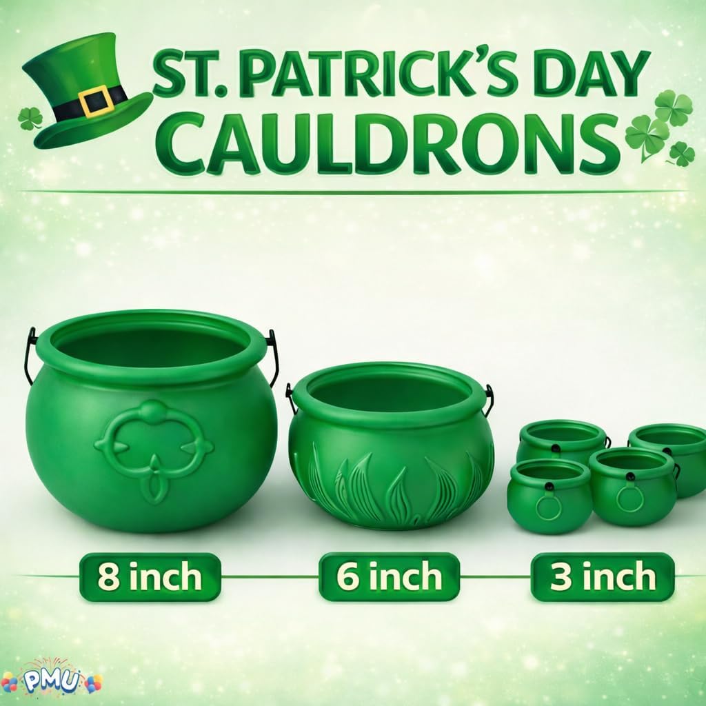 PMU St. Patrick's Day Pot of Cauldrons For St. Patrick's Day Leprechaun & Mardi Gras Party Decoration Supply Accessory