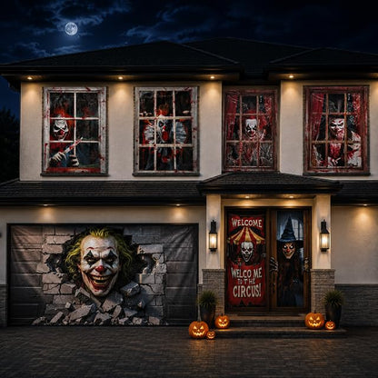 PMU 7 Set Halloween Garage Door Cover Set, 16x7ft, Window & Door Décor