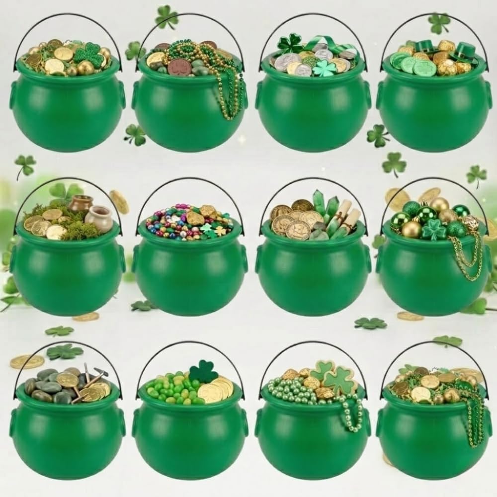 PMU St. Patrick's Day Pot of Plastic Cauldron For St. Patrick's Day Leprechaun & Mardi Gras Party Decoration Supply Accessory