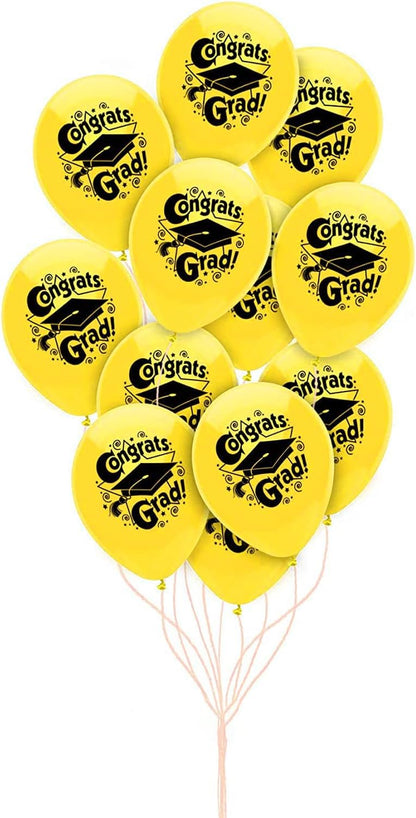 PMU Graduation Balloons | Premium Congrats Grad Balloon with All-Over Print Grad Caps-Confetti and Streamers | Graduation Party Supplies & Decorations | Latex Balloons