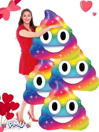 PMU 4 Pieces 30 Inches Valentine's Day Balloons, RainBow Huge Poop Balloons,Love Balloons For Special Events, Photo Props Party Decoration and Accessories (4/Pkg)