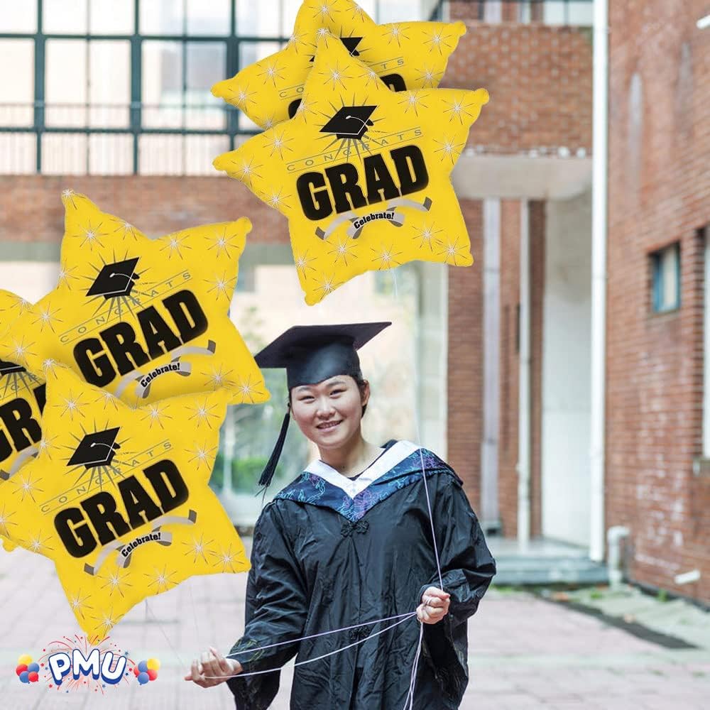 PMU Congrats Grad Cap Balloon, Star 18in Mylar | Graduation Decoration Mylar Balloons | Celebrate Success with Vibrant Graduation Balloons | Balloon Graduation Décor