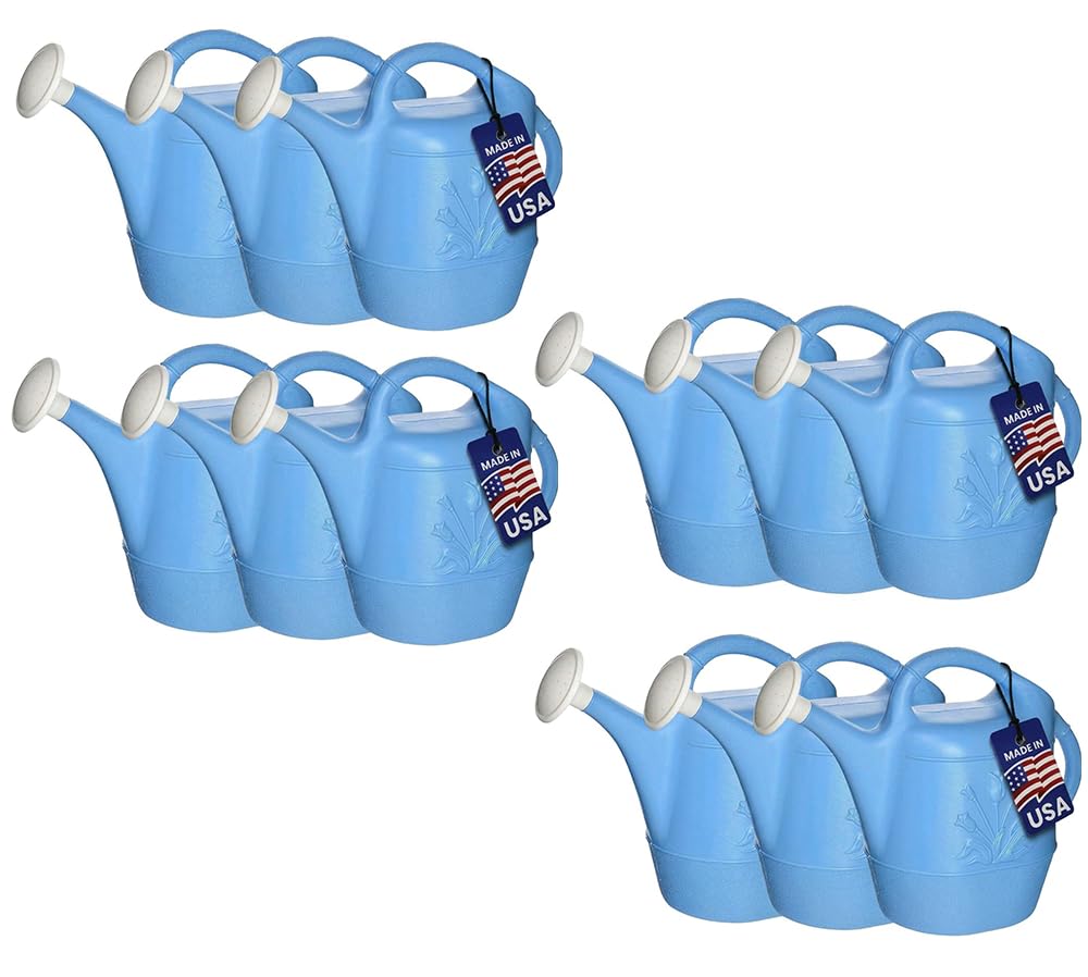 PMU 2 Gallon Watering Can - Garden Watering Can for Indoor & Outdoor Plants - Plastic Water Can with Detachable Sprinkler Head - Large Water Pot, Made in USA