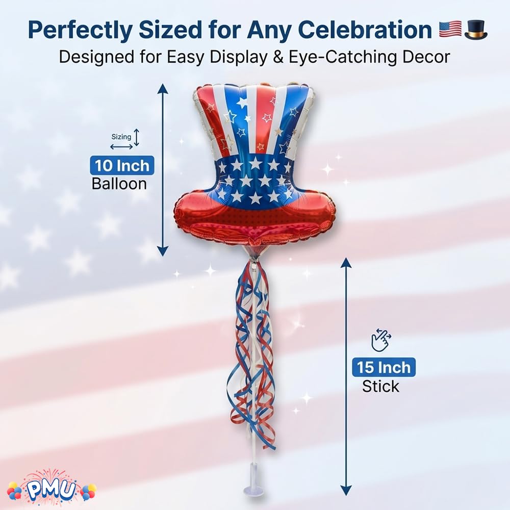 PMU 9 inch Pre-Inflated Emoji and Patriotic Balloons with Stick