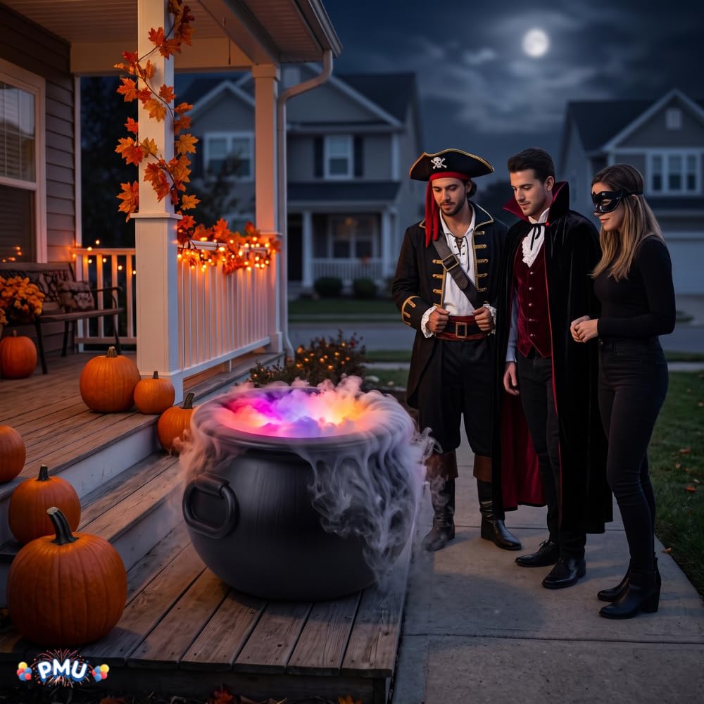 PMU Cauldron Set, Black Cauldron w/Mist Maker & Multicolor Fogger