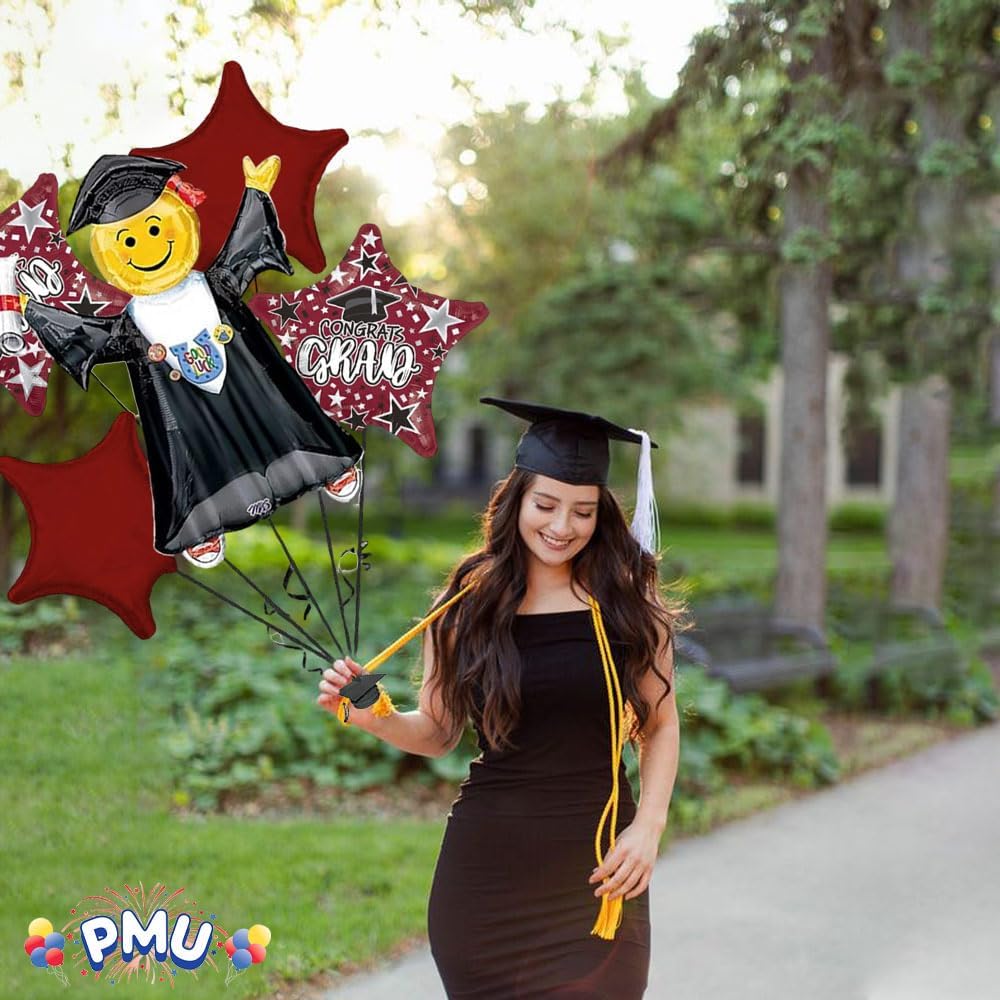 PMU Graduation Jumping Smiley Grad Balloon Bouquet (5/Pkg) Pkg/1