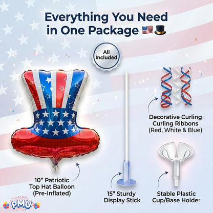 PMU 9 inch Pre-Inflated Emoji and Patriotic Balloons with Stick