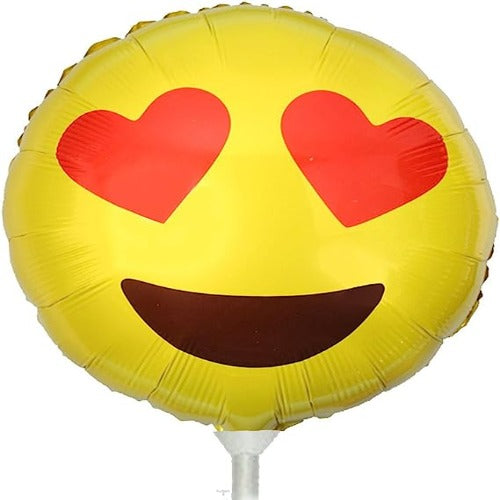 PMU Emoji Balloons 9 inch Pre-Inflated with Stick