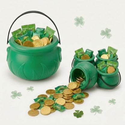 PMU St. Patrick's Day 5pcs Cauldron Set – Blow Mold Plastic Candy Holder Party Accessory