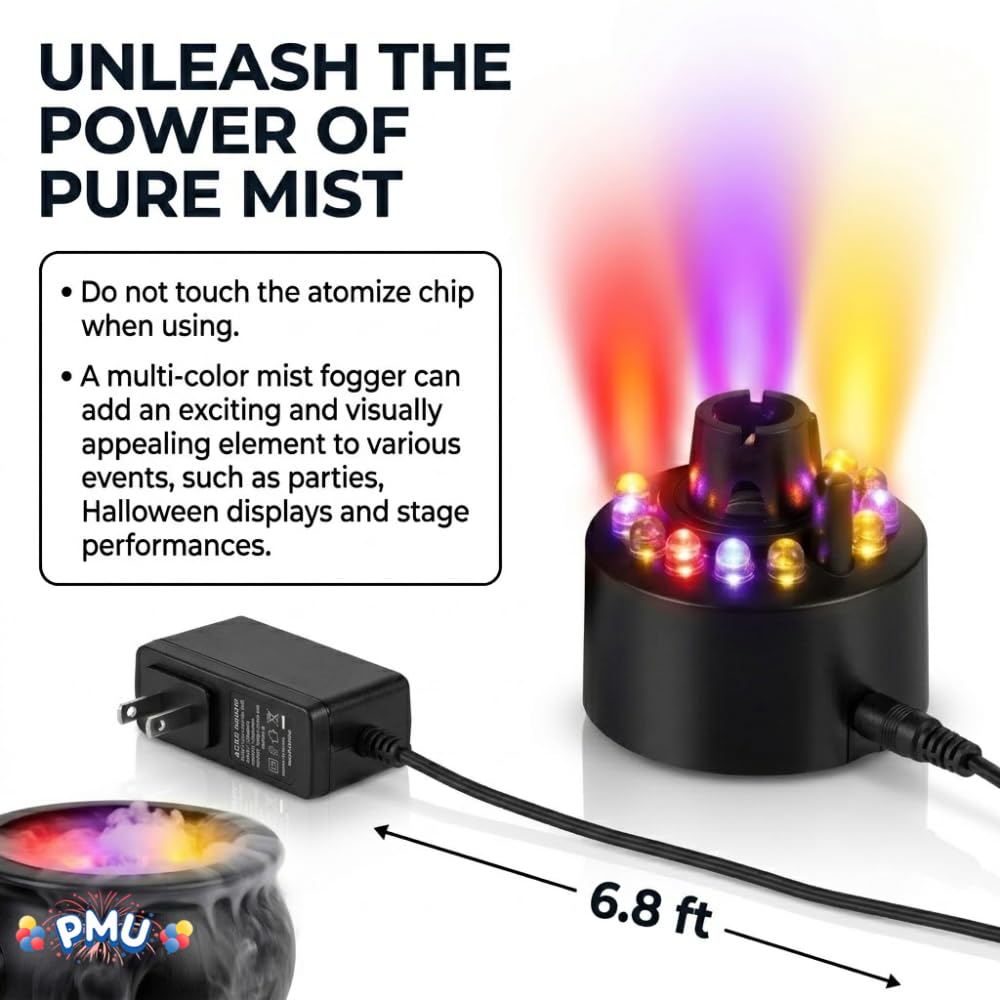 PMU Cauldron Set, Black Cauldron w/Mist Maker & Multicolor Fogger