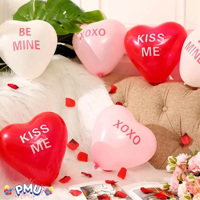 PMU Heart Shaped Balloons 11 Inch PartyTex Premium Love Expression Assortment Latex Valentines Day, Weddings, Birthdays, Anniversaries, Engagements
