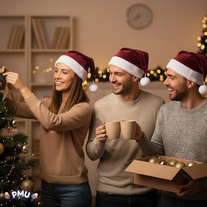 PMU Christmas Velvet Plush Professional Quality Santa Hat