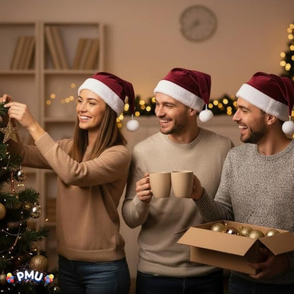 PMU Christmas Velvet Plush Professional Quality Santa Hat