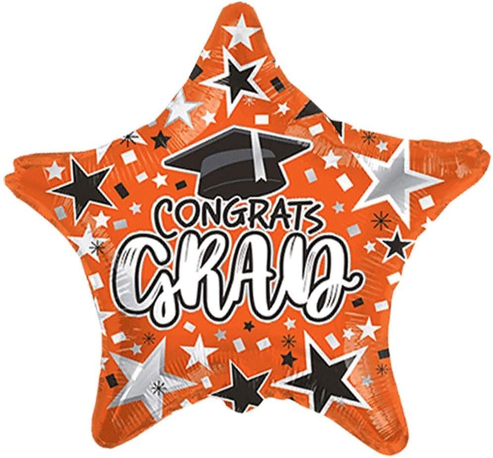 PMU Congrats Grad Cap Balloon, Star 18in Mylar | Graduation Decoration Mylar Balloons | Celebrate Success with Vibrant Graduation Balloons | Balloon Graduation Décor