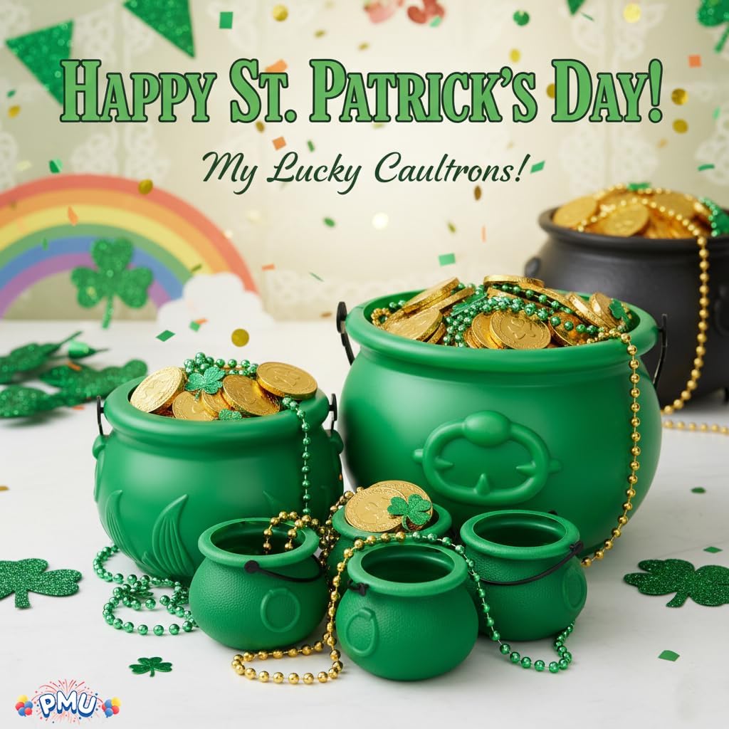 PMU St. Patrick's Day Pot of Cauldrons For St. Patrick's Day Leprechaun & Mardi Gras Party Decoration Supply Accessory
