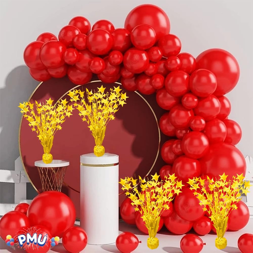 PMU Starburst Balloon Centerpiece - Beautiful Table Centerpieces for Memorial Day, Birthdays, Halloween, Veterans Day Party & Independence Day Celebration - 15in / 7.34cm