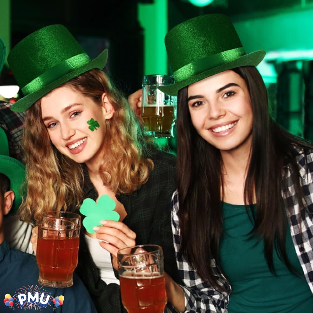 PMU St. Patrick's Day Headwear Decorations and Party Supplies - Plastic Top Hat with Shamrock - Irish Costume, Party Accessory