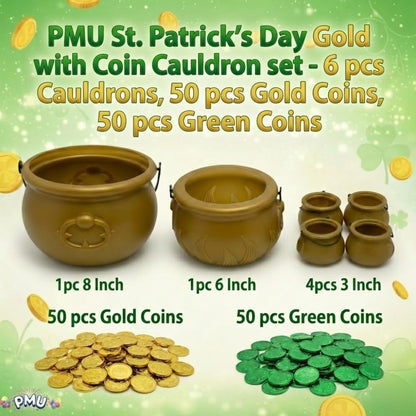 PMU St. Patrick's Day Pot of Cauldrons For St. Patrick's Day Leprechaun & Mardi Gras Party Decoration Supply Accessory