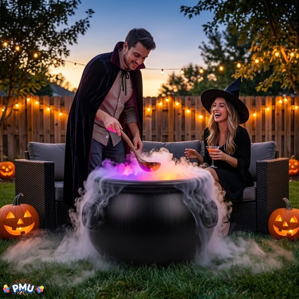 PMU Cauldron Set, Black Cauldron w/Mist Maker & Multicolor Fogger