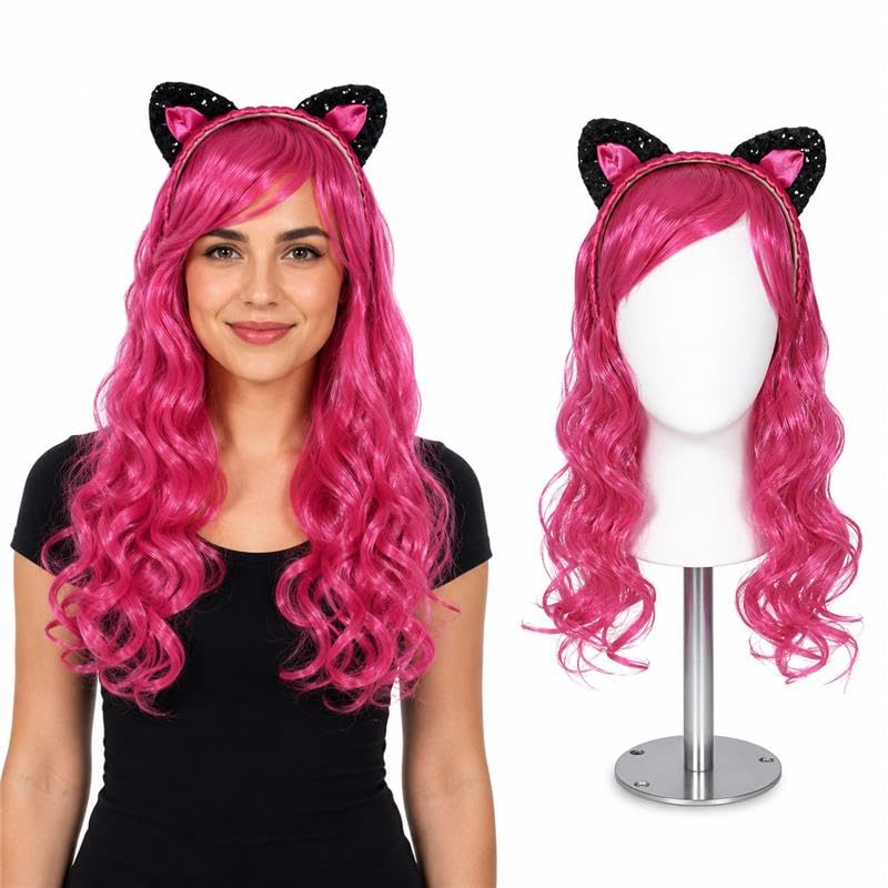 PMU Halloween Wig & Headband, Rag Doll, Colonial Lady & Witch Costume Accessory