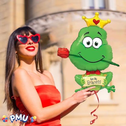 PMU 4 Pieces 39 Inches Valentine's Day Balloons, Kiss Me Princess-Frog Balloons,Love Balloons For Special Events, Photo Props Party Decoration and Accessories (4/Pkg)