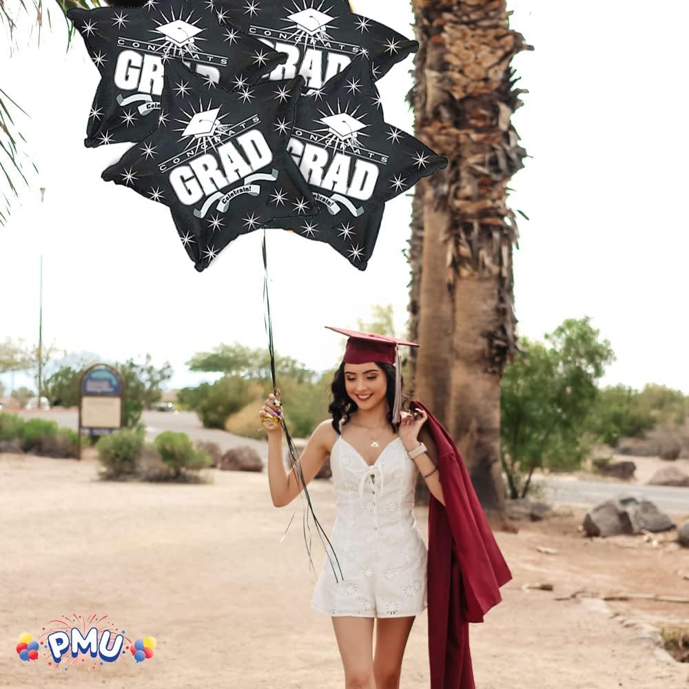 PMU Congrats Grad Cap Balloon, Star 18in Mylar | Graduation Decoration Mylar Balloons | Celebrate Success with Vibrant Graduation Balloons | Balloon Graduation Décor