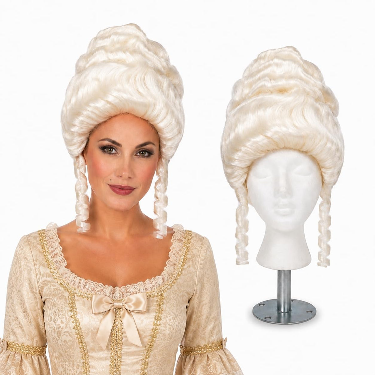 PMU Halloween Wig & Headband, Rag Doll, Colonial Lady & Witch Costume Accessory