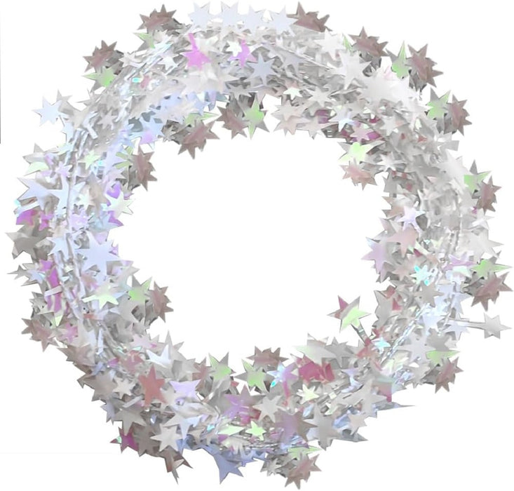 PMU Star Wire Shiny - Garland Halloween, Christmas Party, Wedding, Birthday, Festive Home Decoration Ornament 25ft Tinsel