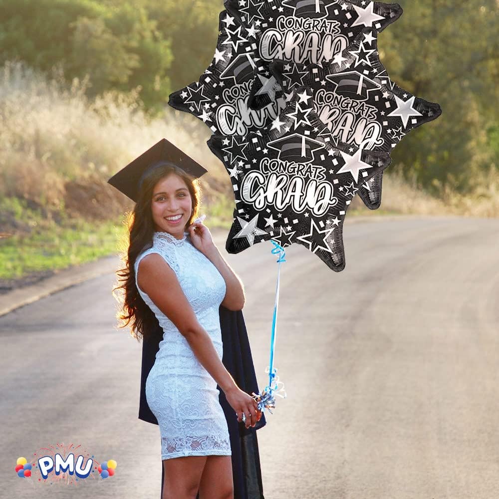 PMU Congrats Grad Cap Balloon, Star 18in Mylar | Graduation Decoration Mylar Balloons | Celebrate Success with Vibrant Graduation Balloons | Balloon Graduation Décor