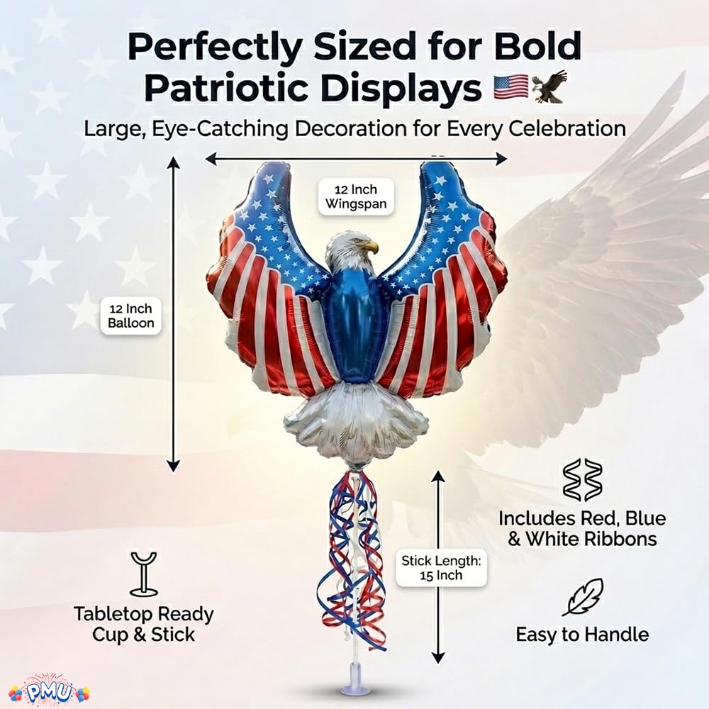 PMU 9 inch Pre-Inflated Emoji and Patriotic Balloons with Stick