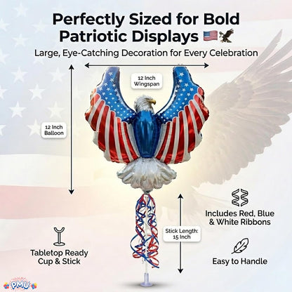 PMU 9 inch Pre-Inflated Emoji and Patriotic Balloons with Stick