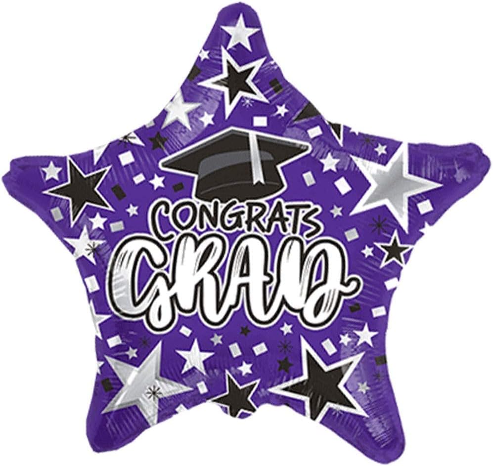 PMU Congrats Grad Cap Balloon, Star 18in Mylar | Graduation Decoration Mylar Balloons | Celebrate Success with Vibrant Graduation Balloons | Balloon Graduation Décor