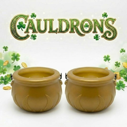 PMU St. Patrick's Day Pot of Plastic Cauldrons for St. Patrick's Day Leprechaun & Mardi Gras Party Decoration Supply Accessory