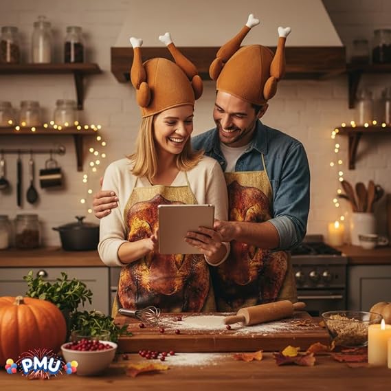 PMU Thanksgiving Roasted Turkey Hat and Turkey Apron Set Party Decorations and Costume Accessories (2/Pkg) Pkg/1