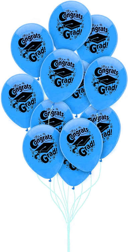 PMU Graduation Balloons | Premium Congrats Grad Balloon with All-Over Print Grad Caps-Confetti and Streamers | Graduation Party Supplies & Decorations | Latex Balloons