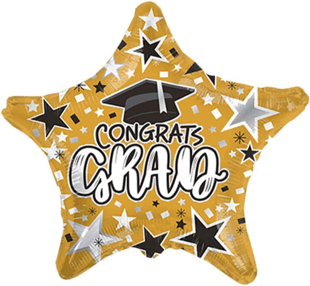 PMU Congrats Grad Cap Balloon, Star 18in Mylar | Graduation Decoration Mylar Balloons | Celebrate Success with Vibrant Graduation Balloons | Balloon Graduation Décor