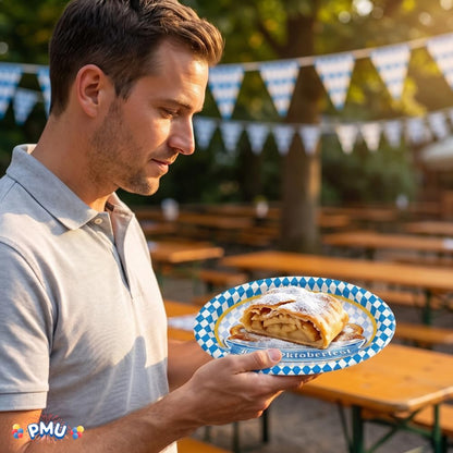 PMU Oktoberfest 9 Inch Dessert Plates, German Beer Festival Party Tableware