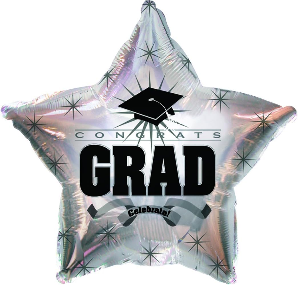 PMU Congrats Grad Cap Balloon, Star 18in Mylar | Graduation Decoration Mylar Balloons | Celebrate Success with Vibrant Graduation Balloons | Balloon Graduation Décor