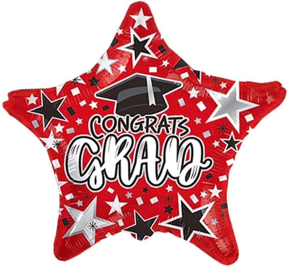 PMU Congrats Grad Cap Balloon, Star 18in Mylar | Graduation Decoration Mylar Balloons | Celebrate Success with Vibrant Graduation Balloons | Balloon Graduation Décor